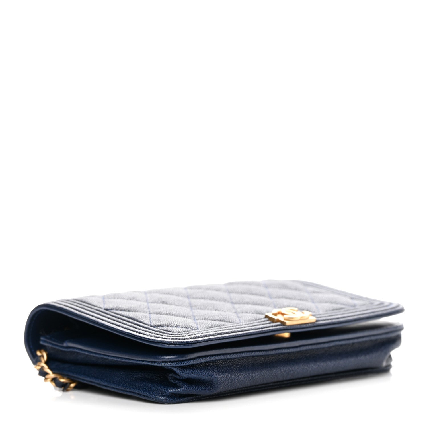 Chanel Caviar Quilted Boy Wallet On Chain WOC Navy 4 of 15