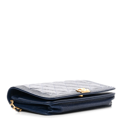 Chanel Caviar Quilted Boy Wallet On Chain WOC Navy 4 of 15