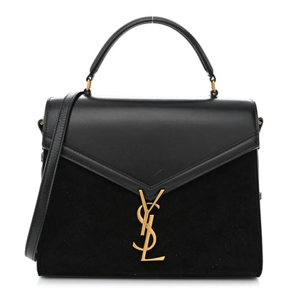 Saint Laurent Kid Scamosciato Smooth Calfskin Medium Classic Monogram Cassandra Top Handle Black Rouge Legion 1 of 12