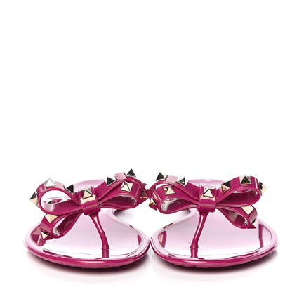 Valentino Garavani PVC Jelly Rockstud Bow Thong Sandals 41 Deep Cyclamin 2 of 8