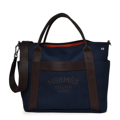 Hermes Toile Sac De Pansage Groom Bleu Navy Feu 2 of 8