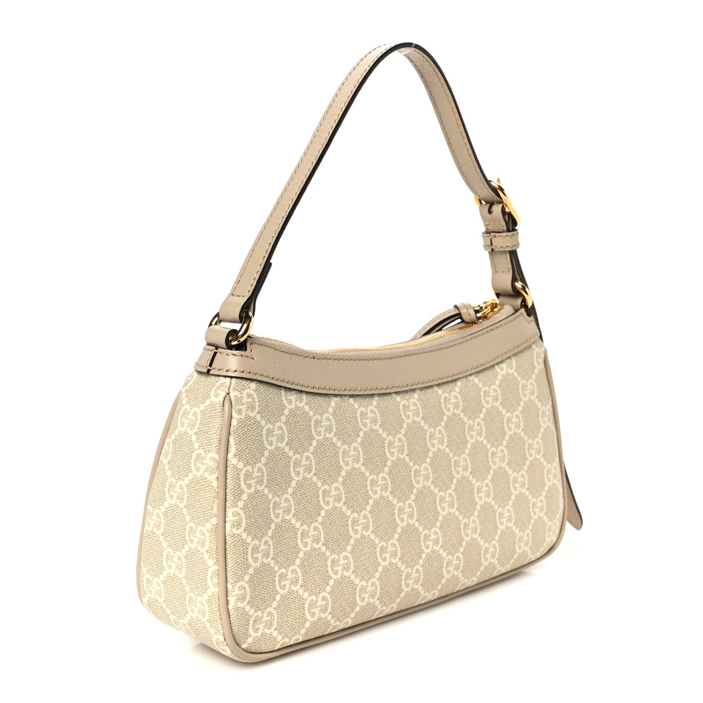 GG Supreme Monogram Textured Dollar Calfskin Small Ophidia Hobo Beige Mystic White Oatmeal