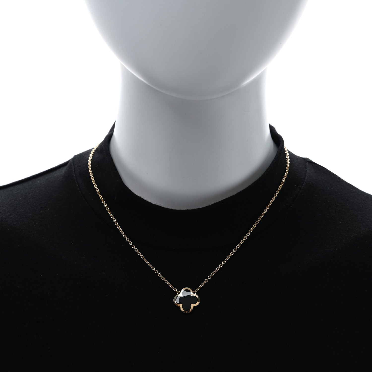 Van Cleef & Arpels 18K Yellow Gold Black Onyx Pure Alhambra Pendant Necklace 2 of 4