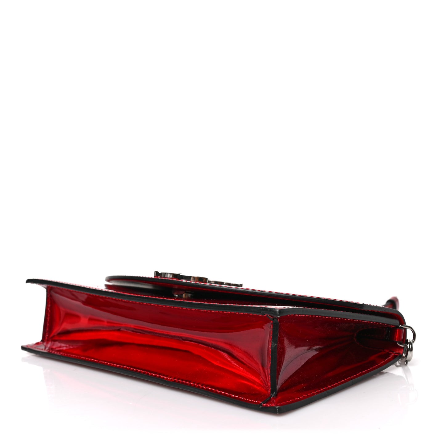 Metallic Calfskin Loubi54 Crossbody Clutch Red