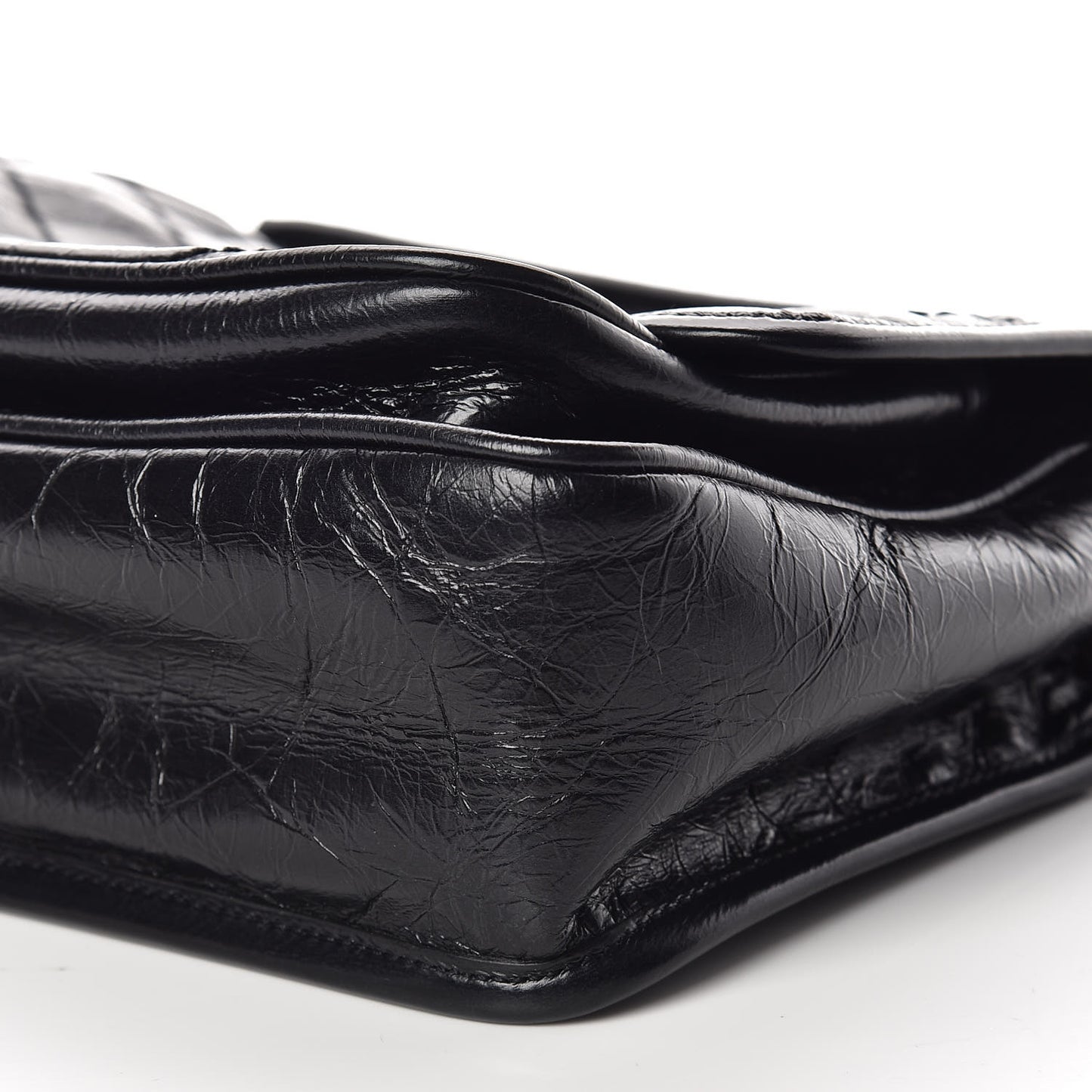 Crinkled Calfskin Matelasse Monogram Baby Niki Chain Satchel Black