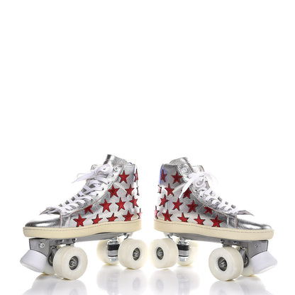 Saint Laurent Metallic Calfskin California Court Classic Roller Skates 40 Platinum 5 of 14