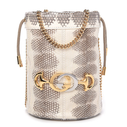 Gucci Snakeskin Mini Zumi Bucket Bag Grey 1 of 10