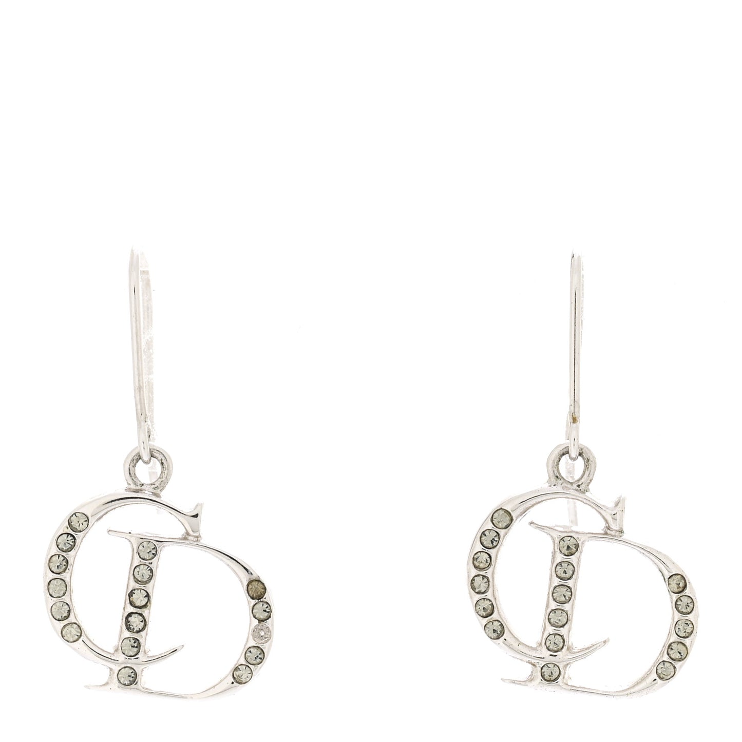 Crystal CD Drop Earrings Silver