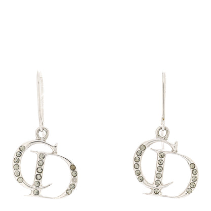 Christian Dior Crystal CD Drop Earrings Silver 1 of 3
