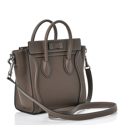 Celine Drummed Calfskin Nano Luggage Souris 4 of 8