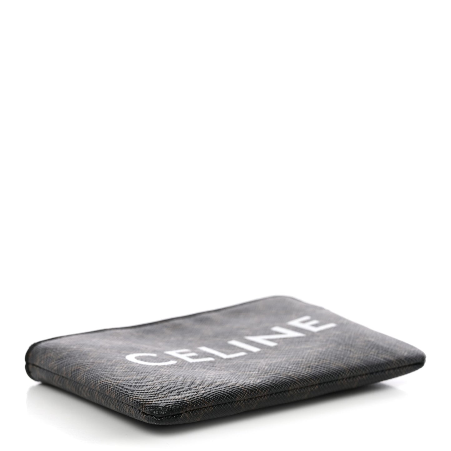 Triomphe Canvas Logo Coin and Card Pouch With Hook Black