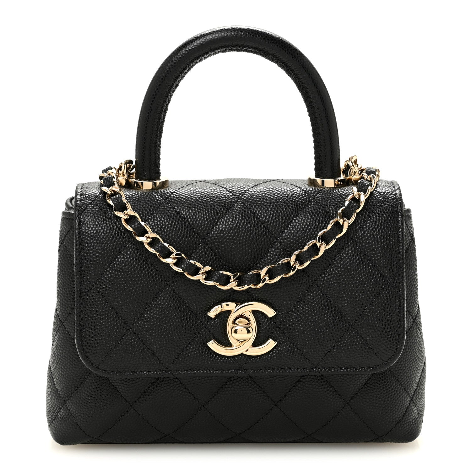 Chanel Caviar Quilted Coco Handle Clutch With Chain Black 1 of 11