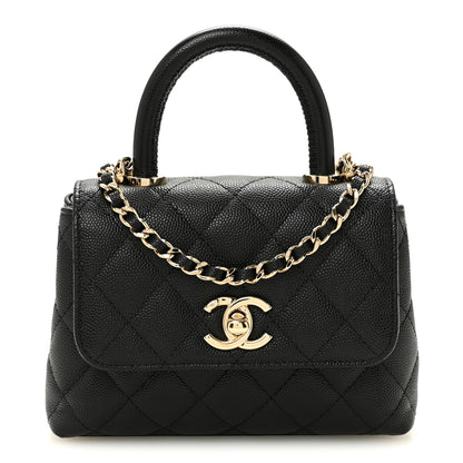 Chanel Caviar Quilted Coco Handle Clutch With Chain Black 1 of 11