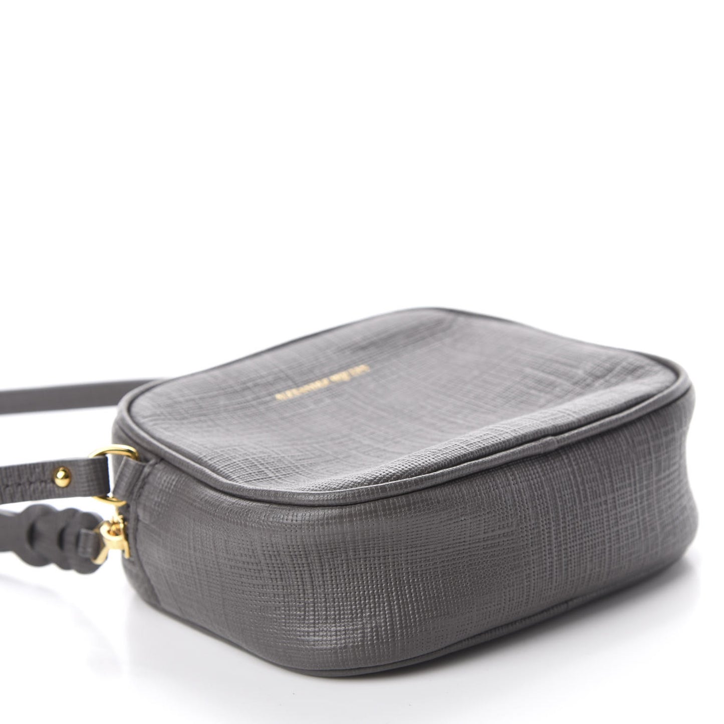 Textured Calfskin Mini Camera Bag Gray