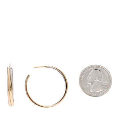 Cartier 18K Pink Yellow White Gold Trinity Hoop Earrings 2 of 4