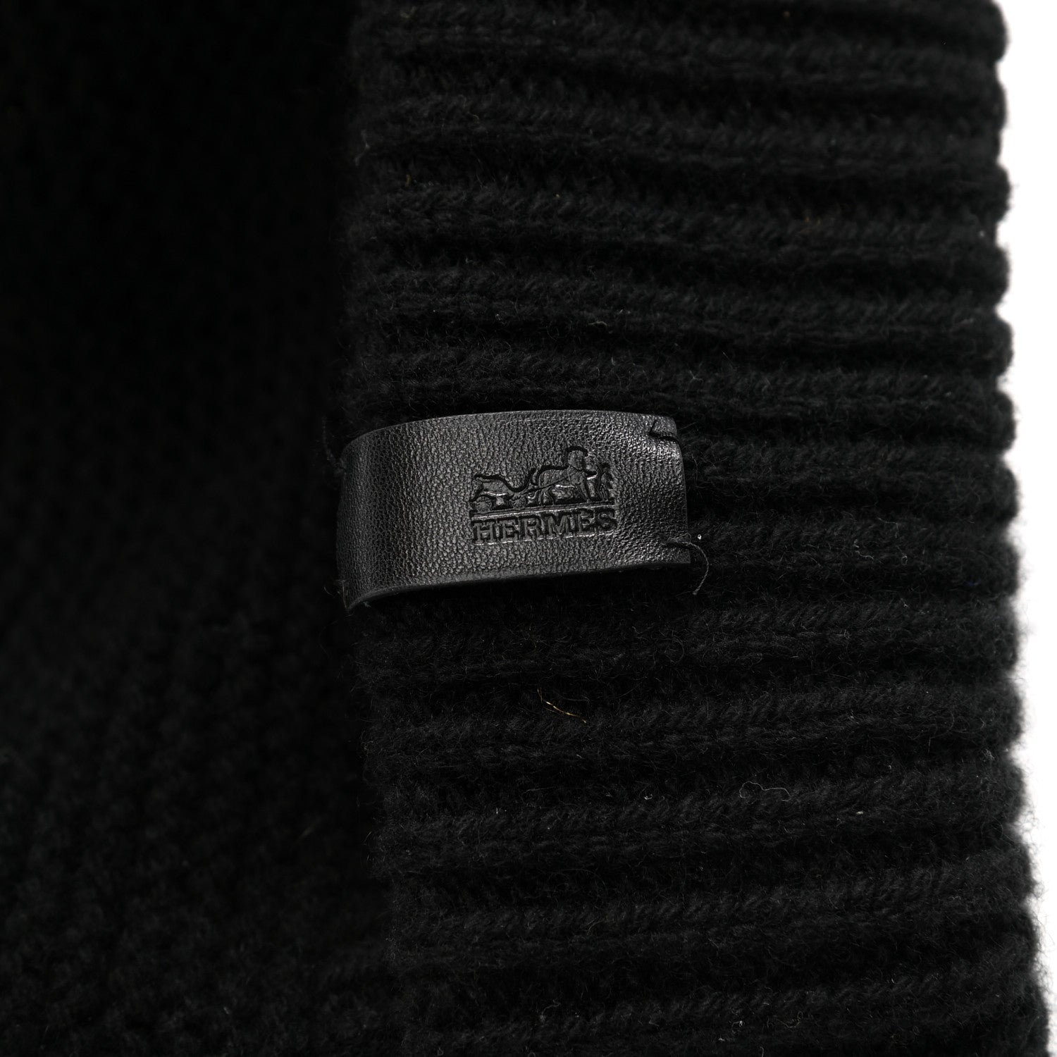 Hermes Cashmere Beanie Hat M Black 6 of 6