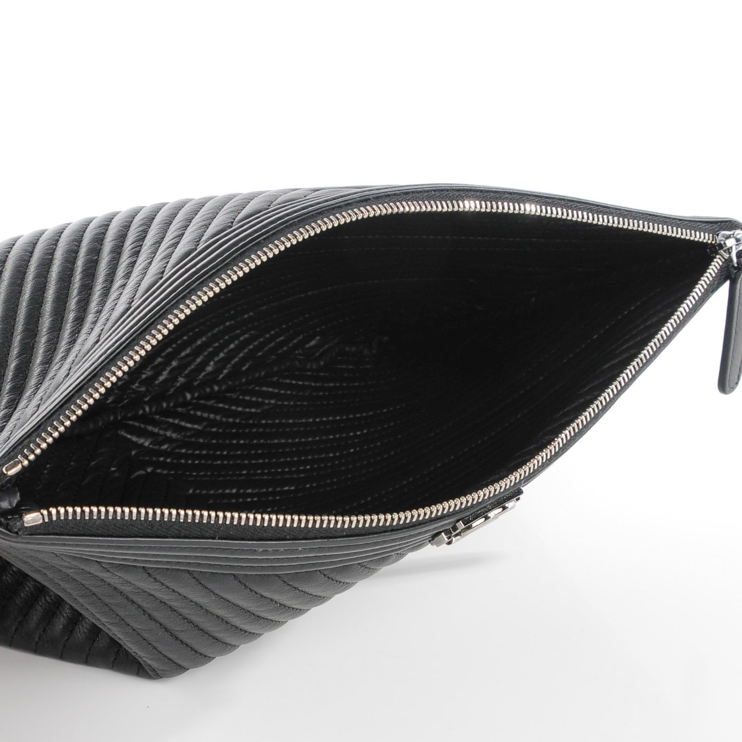 Calfskin Chevron Large Boy Cosmetic Case Black