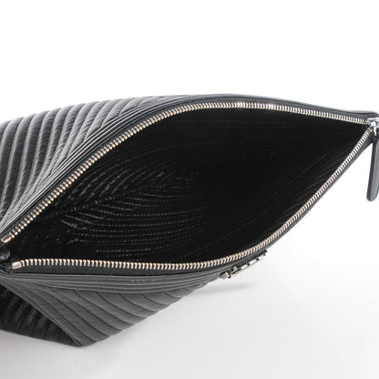 Chanel Calfskin Chevron Large Boy Cosmetic Case Black 5 of 7