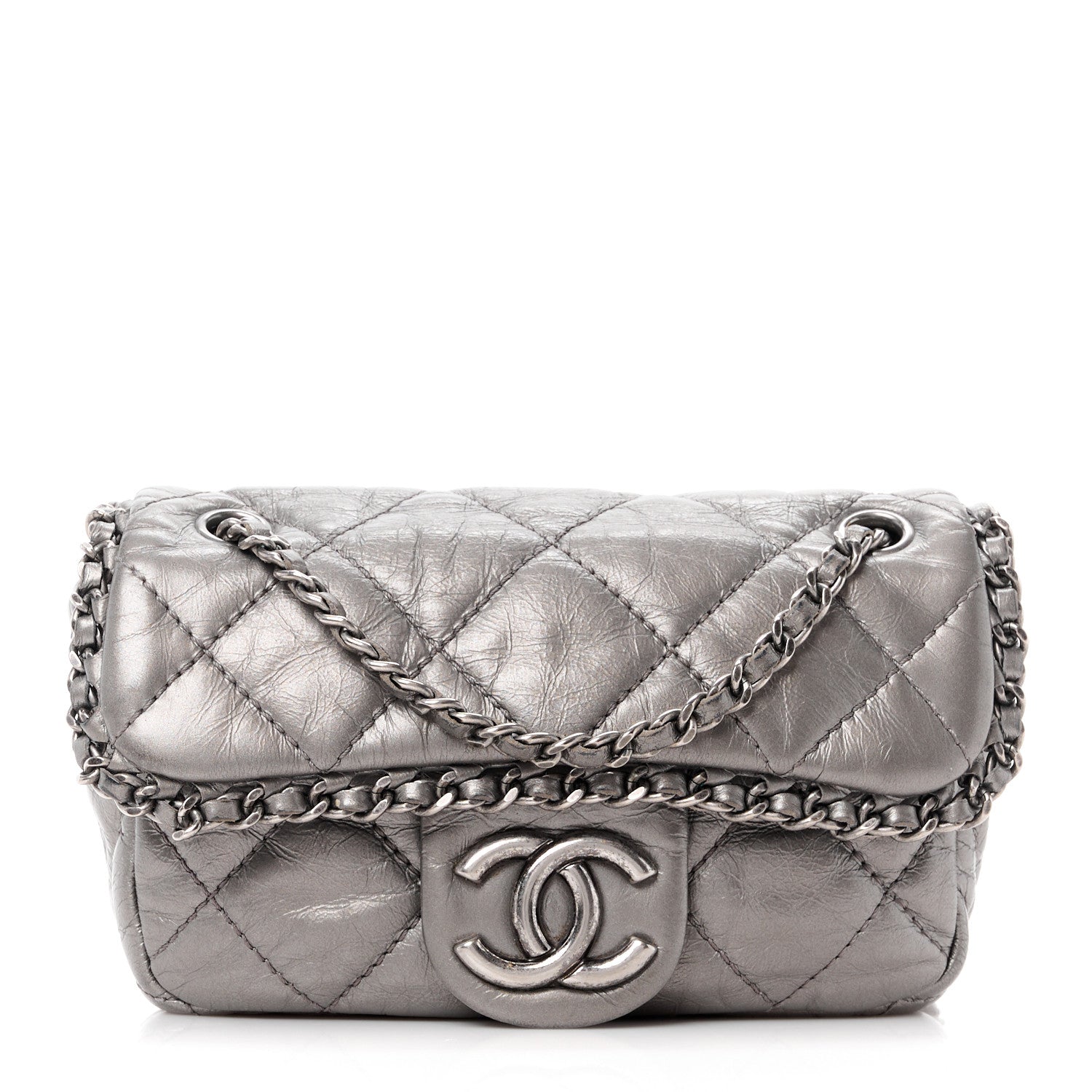 Chanel Metallic Calfskin Mini Chain Me Flap Silver 1 of 12