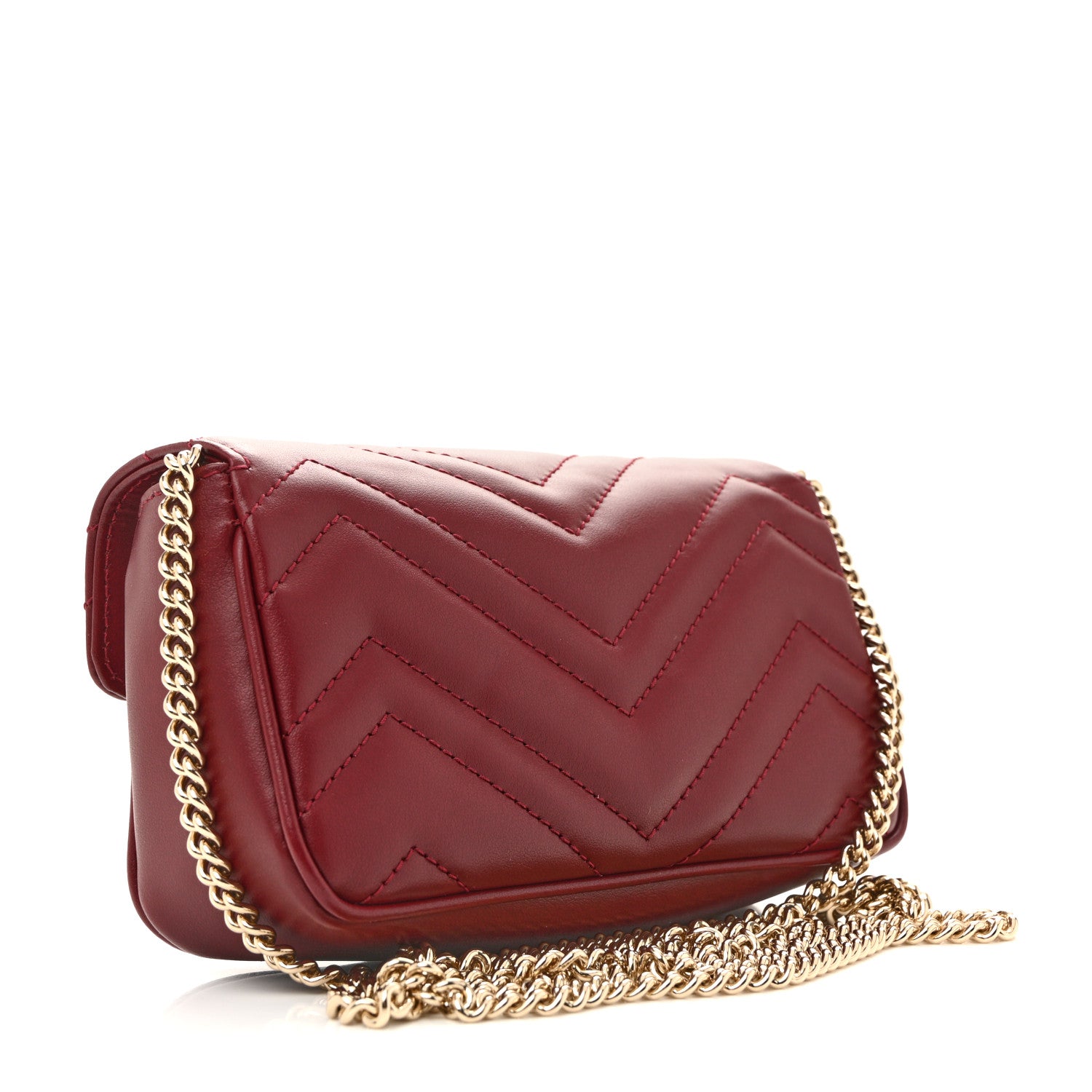 Gucci Calfskin Matelasse Super Mini GG Marmont Shoulder Bag Rosso Ancora 3 of 11