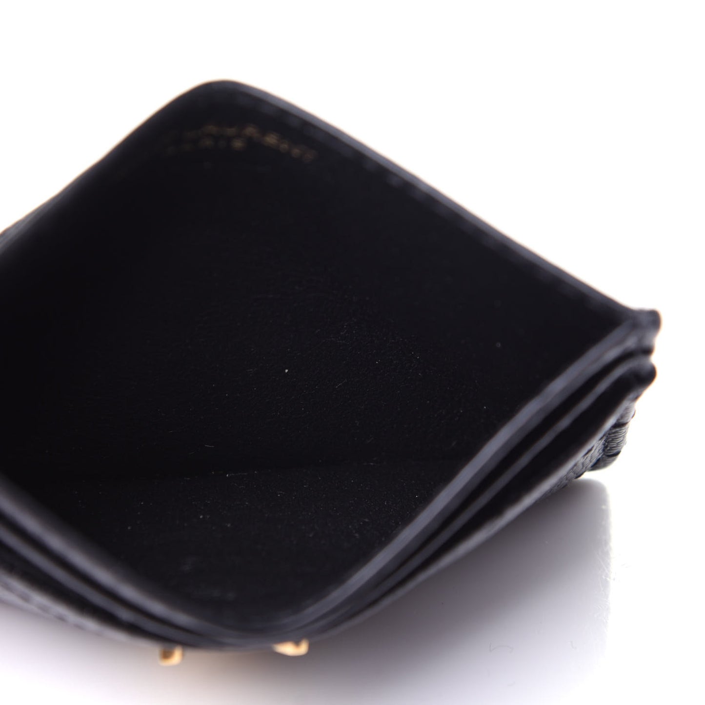 Grain De Poudre Matelasse Chevron Monogram Credit Card Case Black