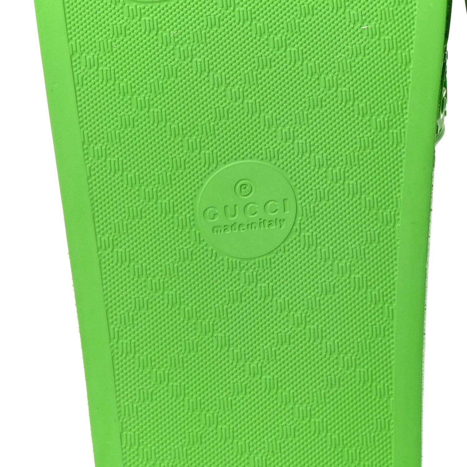 Gucci Rubber GG Monogram Perforated Mens Slide Sandals 6 Green 6 of 8