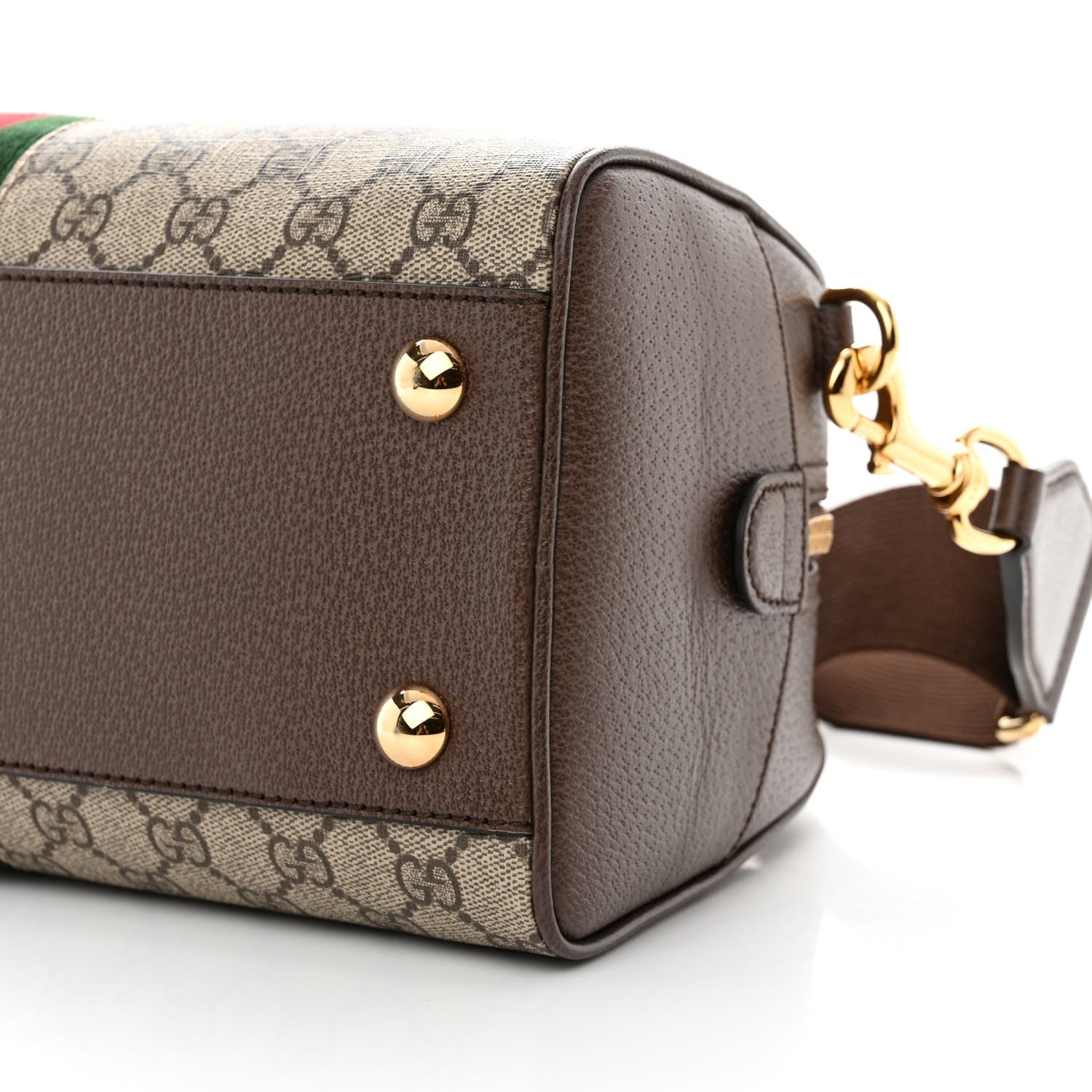 Gucci GG Supreme Monogram Textured Dollar Calfskin Web Medium Ophidia Top Handle Bowler Bag Beige Ebony New Acero 11 of 15