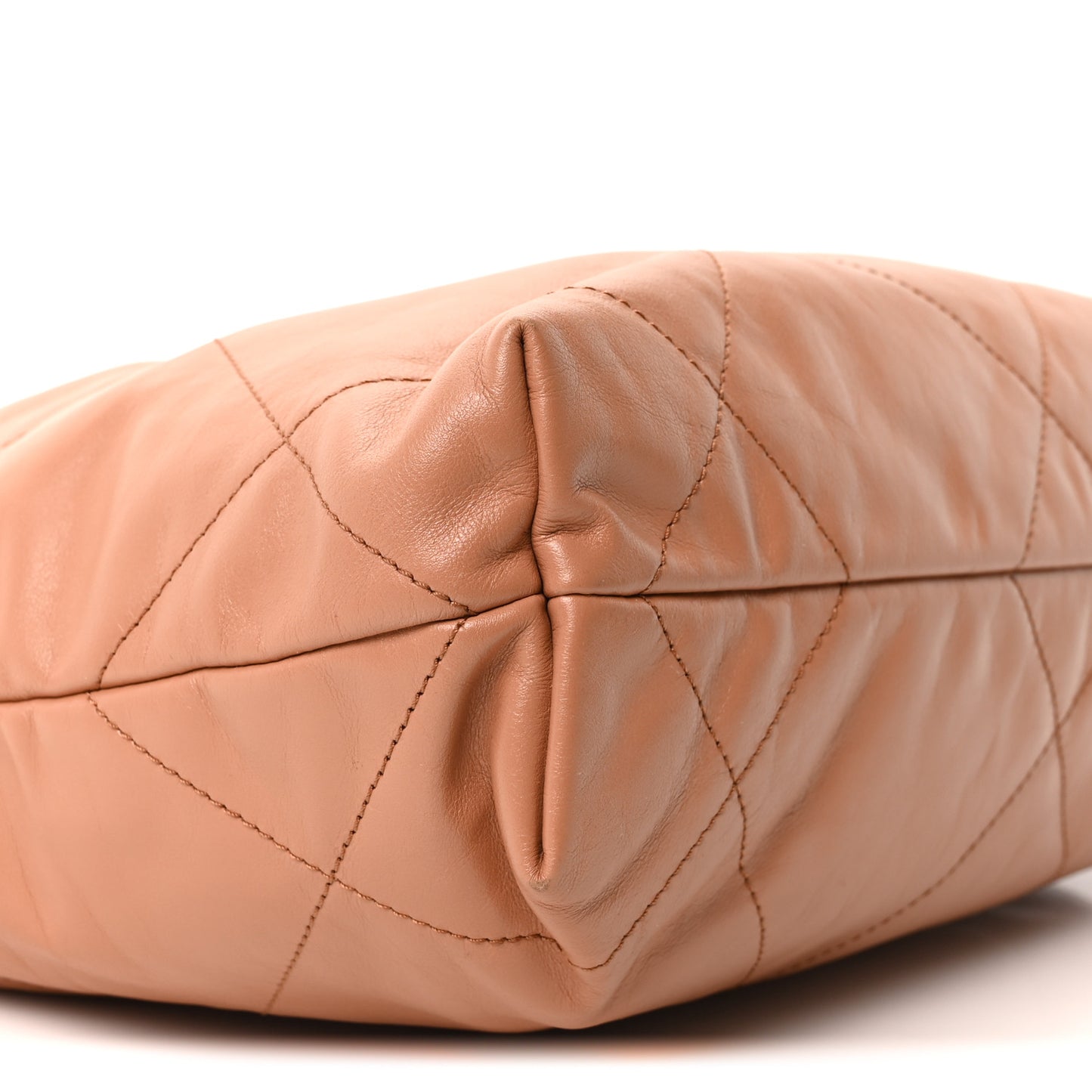 Shiny Calfskin Quilted Small Chanel 22 Camel