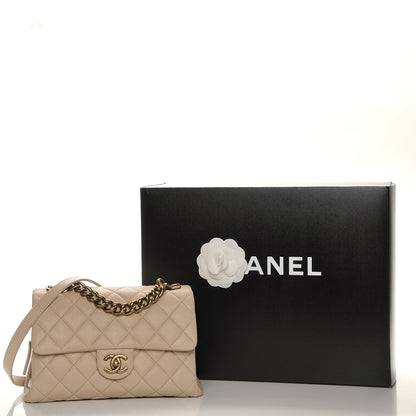 Chanel Shiny Sheepskin Quilted Small Trapezio Flap Beige 8 of 8