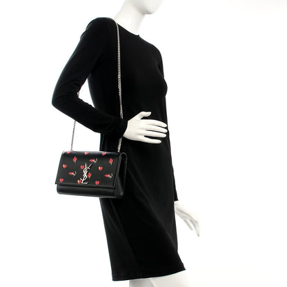 Saint Laurent Calfskin Medium Heart Bolts Monogram Kate Satchel Black 2 of 6