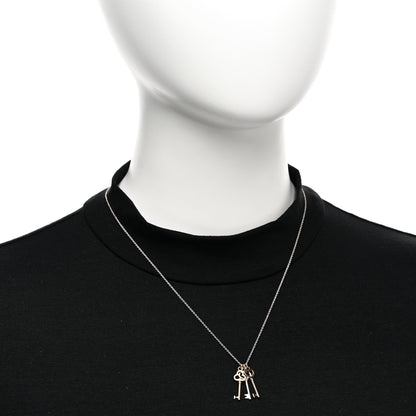 Tiffany 18K Yellow Rose Gold Sterling Silver Mini Heart Trefoil Key Pendant Necklace 2 of 5