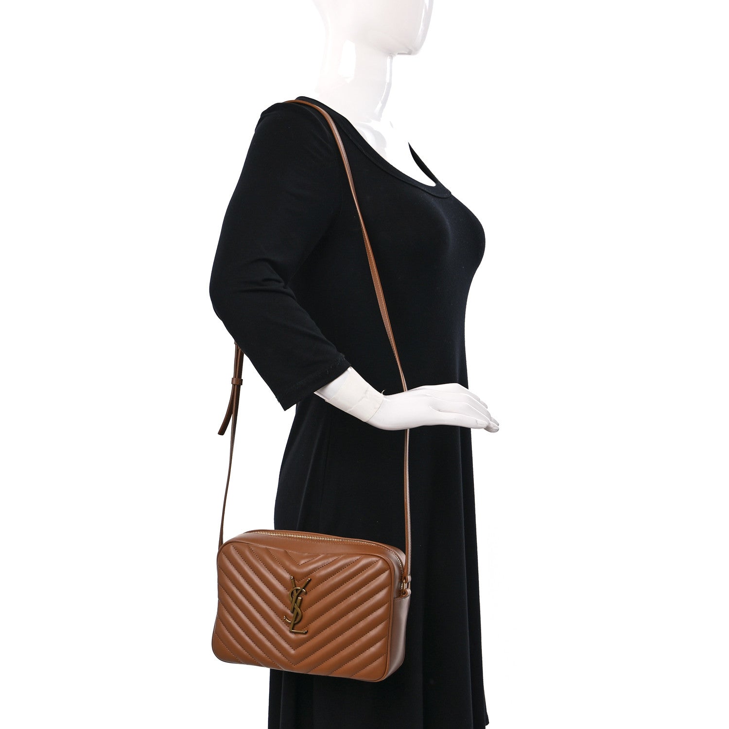 Saint Laurent Calfskin Matelasse Monogram Lou Camera Bag Cinnamon 2 of 9