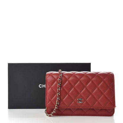 Chanel Caviar Quilted Wallet On Chain WOC Red 11 of 11