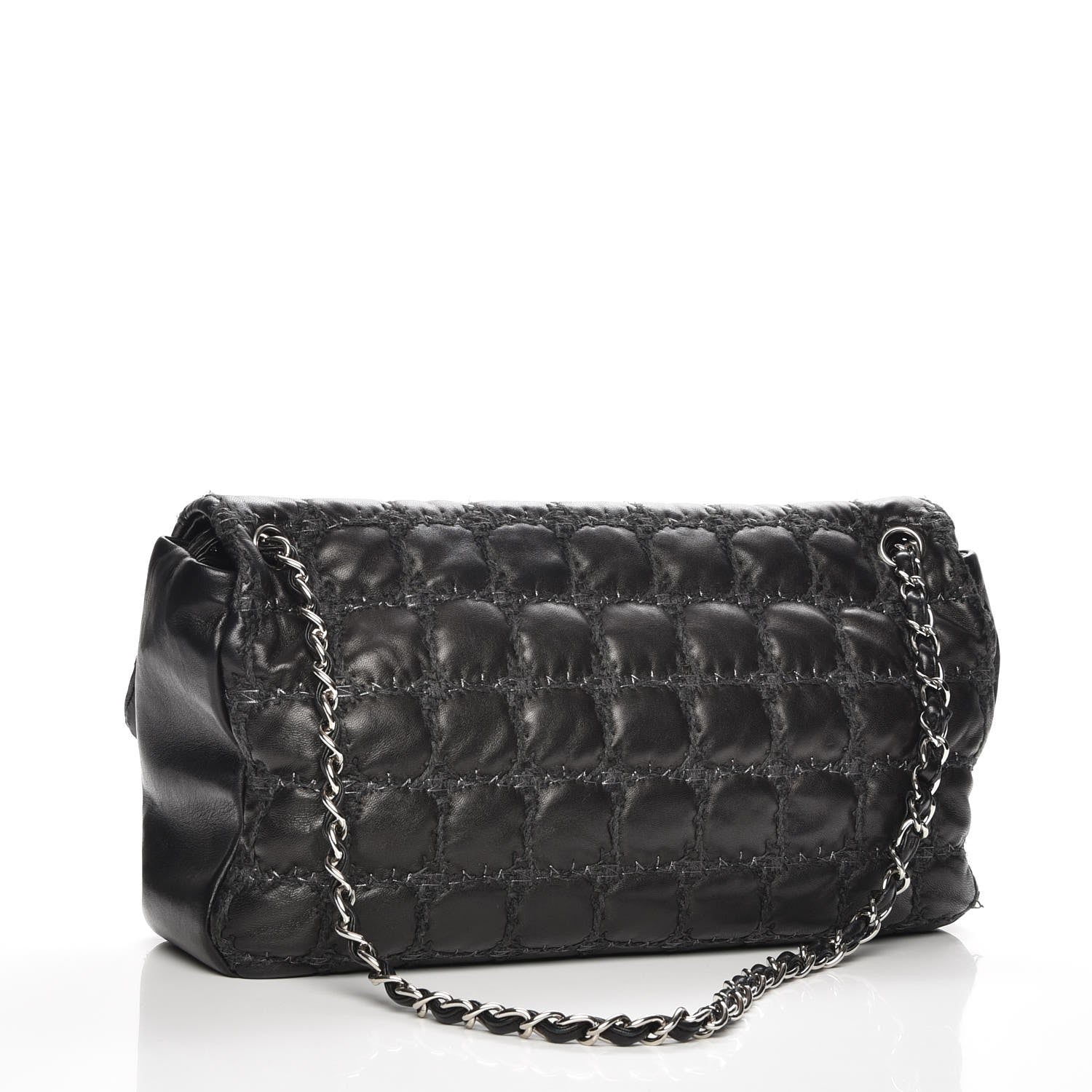Chanel Lambskin Tweed Double Stitch Maxi Flap Black 2 of 16