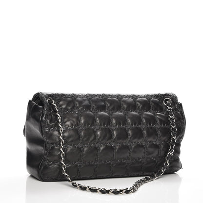 Chanel Lambskin Tweed Double Stitch Maxi Flap Black 2 of 16