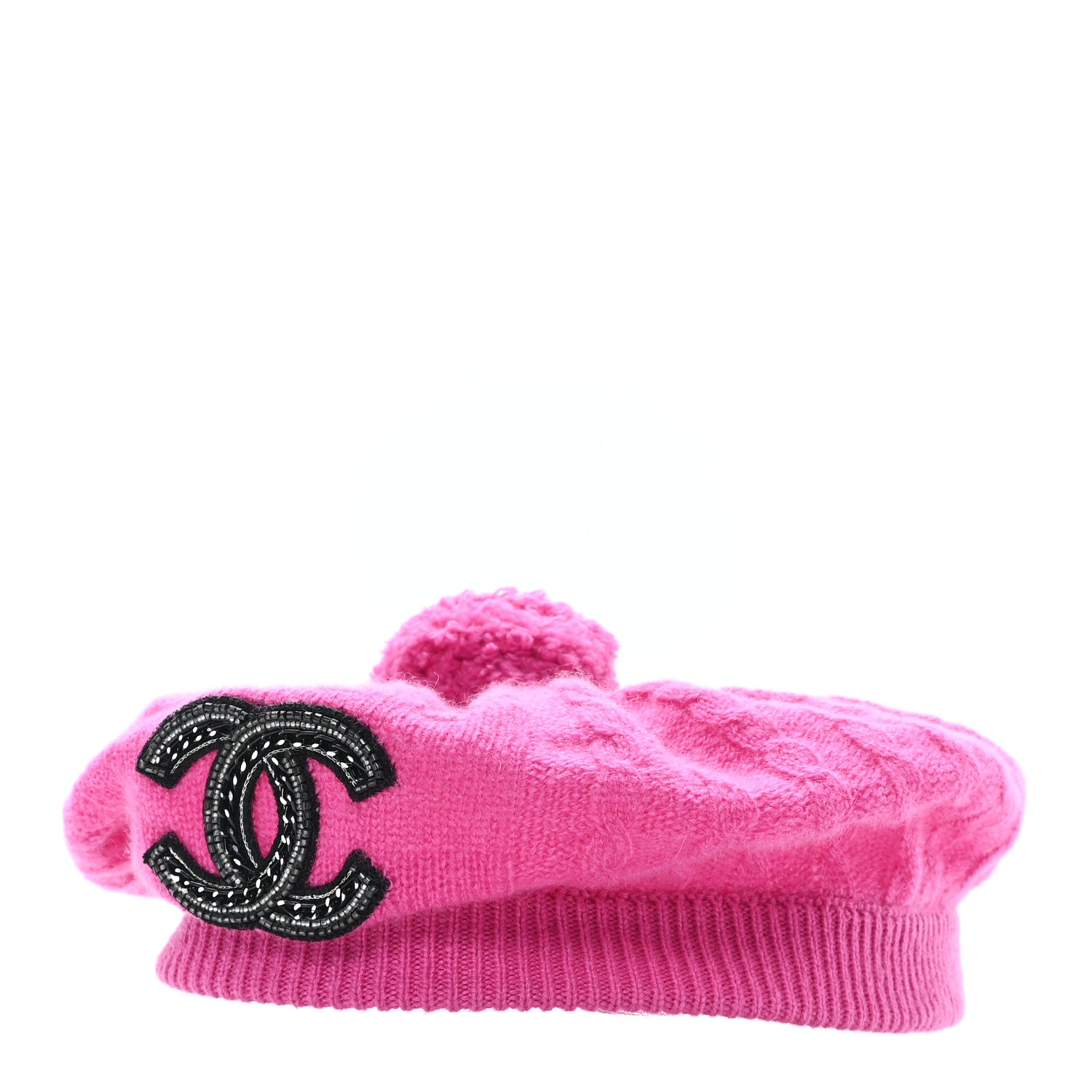 Chanel Cashmere Beaded CC Beret Pink 1 of 9