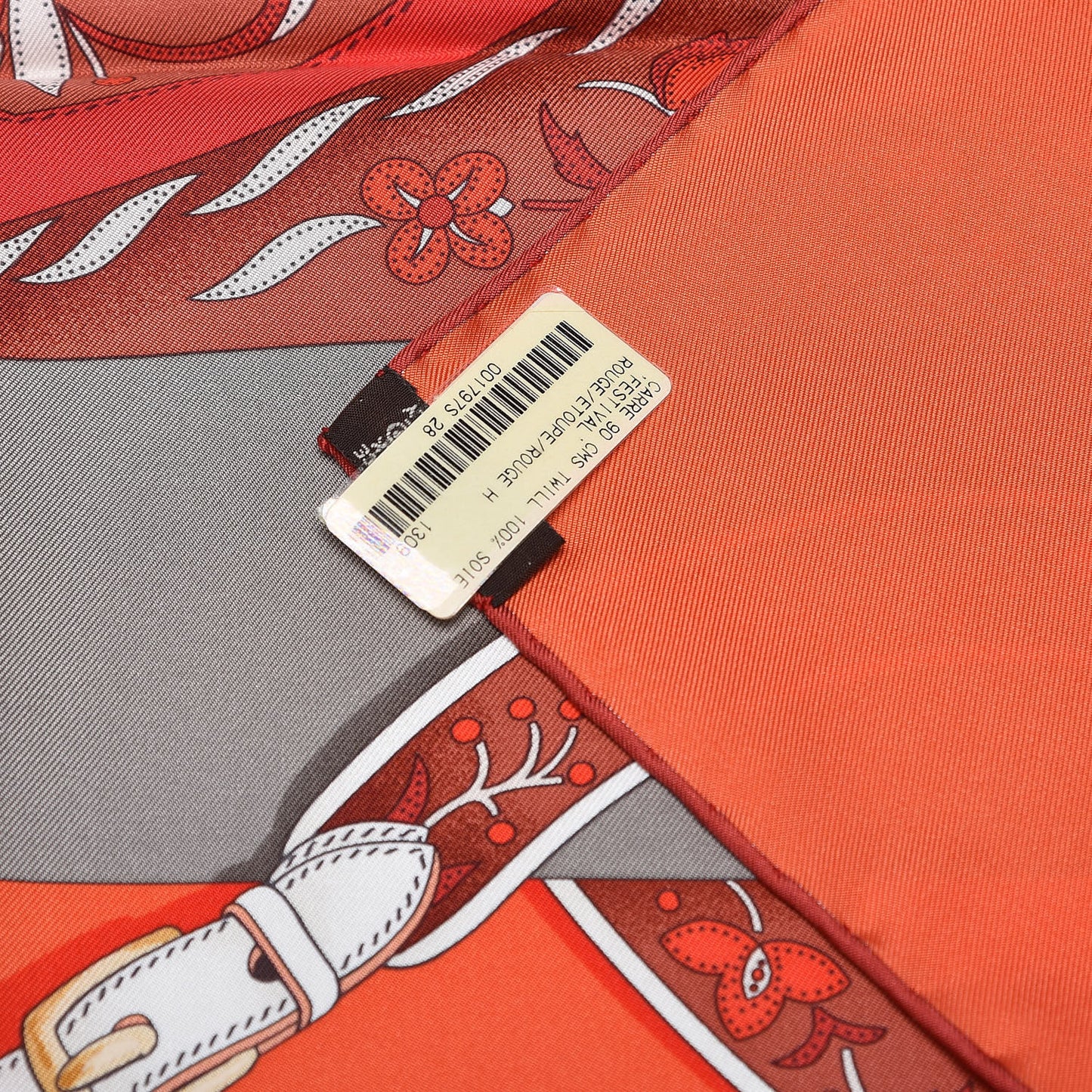 Silk Festival des Amazones Scarf 90 Rouge Etoupe Rouge H