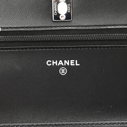 Chanel Lambskin Quilted CC Turnlock Wallet On Chain WOC Black 6 of 12
