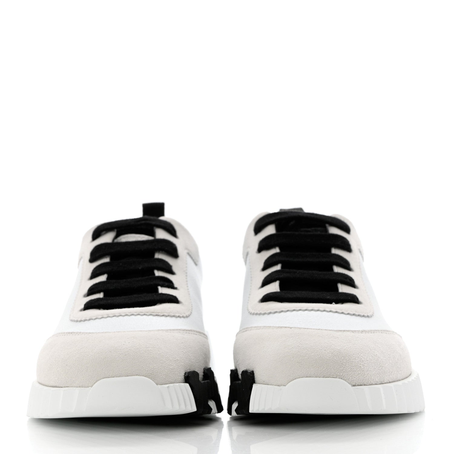 Hermes Goatskin Suede Bouncing Sneakers 36.5 White Black 2 of 9