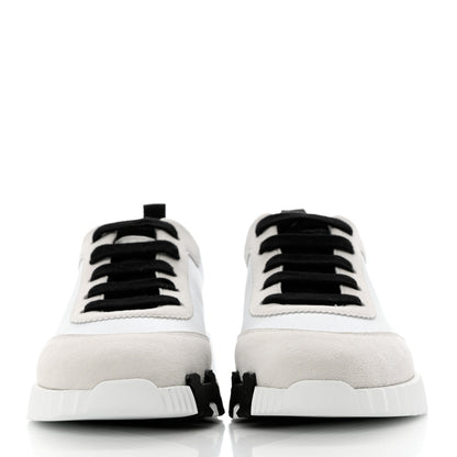 Hermes Goatskin Suede Bouncing Sneakers 36.5 White Black 2 of 9