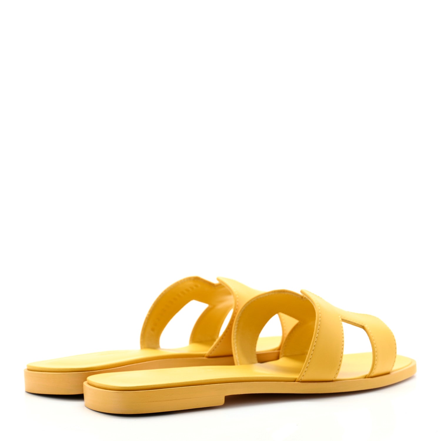 Hermes Calfskin Oran Sandals 37 Jaune Citron 4 of 9