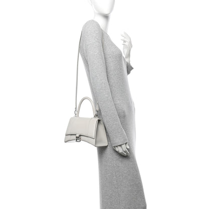 Balenciaga Shiny Box Calfskin Tonal B Small Hourglass Top Handle Bag Chalky White 2 of 13