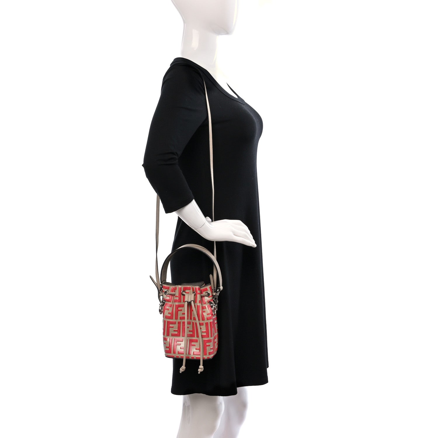 Fendi Vitello Liberty F is Fendi FF Embossed Mini Mon Tresor Bucket Bag Amido Fiamma 2 of 18