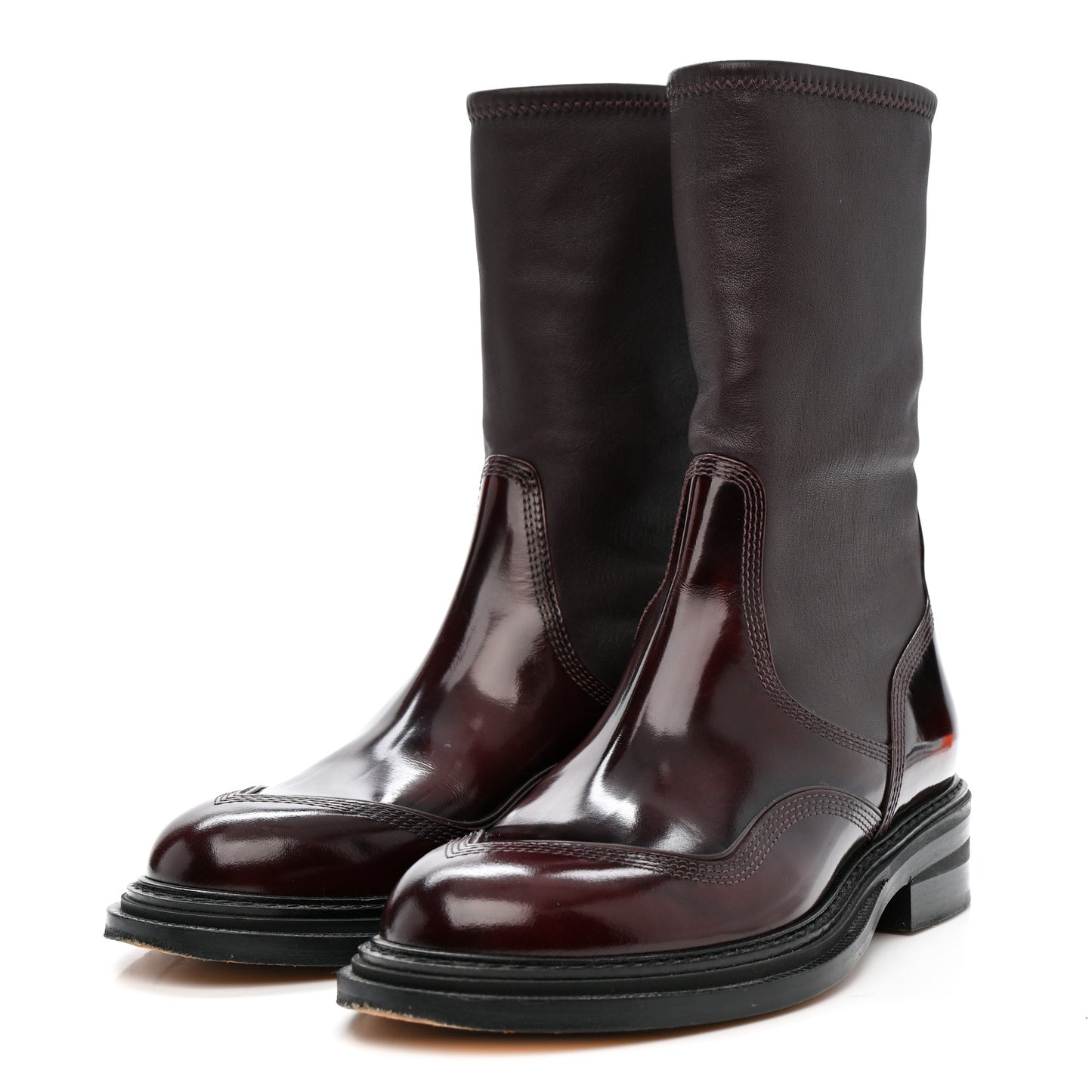 Patent Lambskin Chelsea Stretch Boots 37 Burgundy