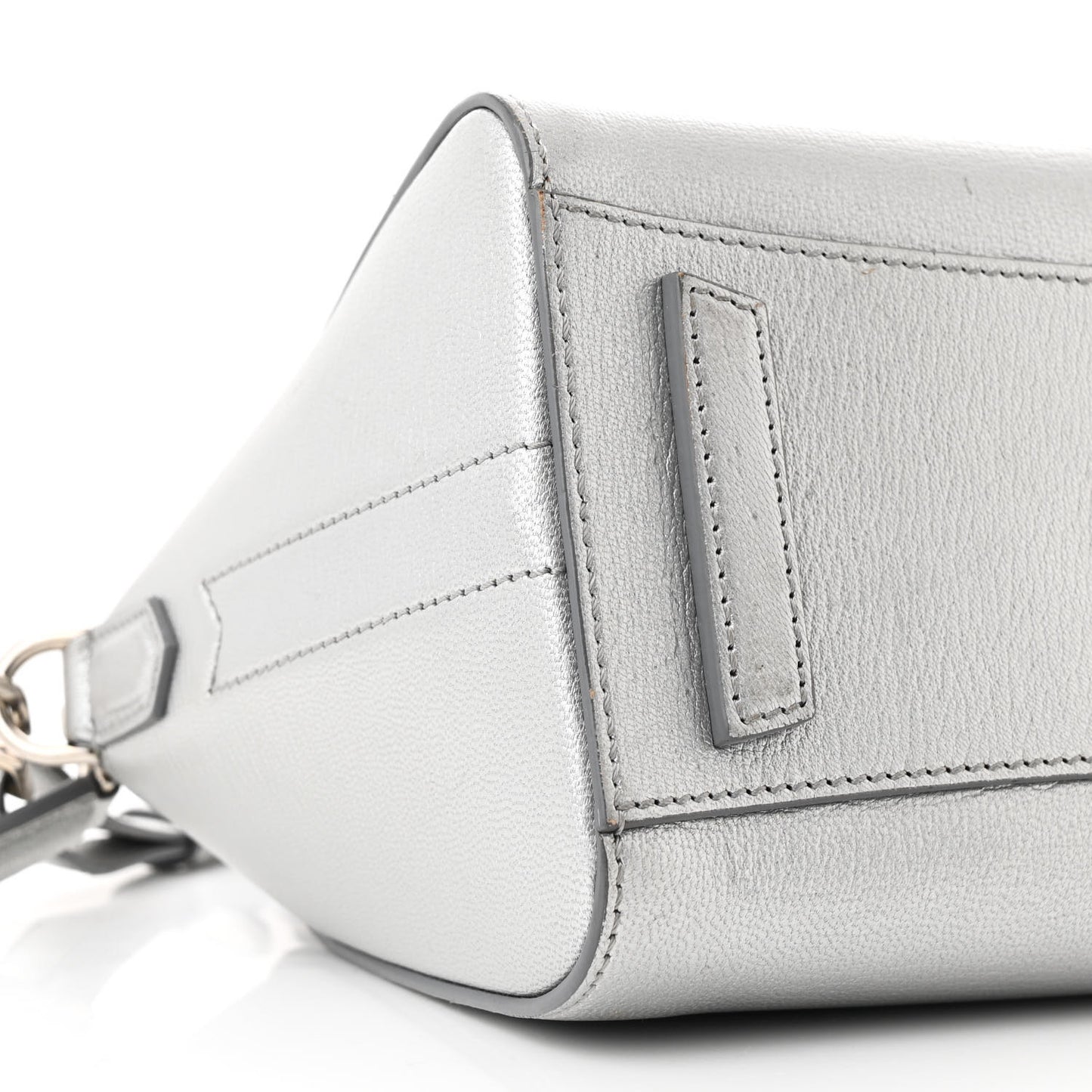 Metallic Sugar Goatskin Mini Antigona Silver