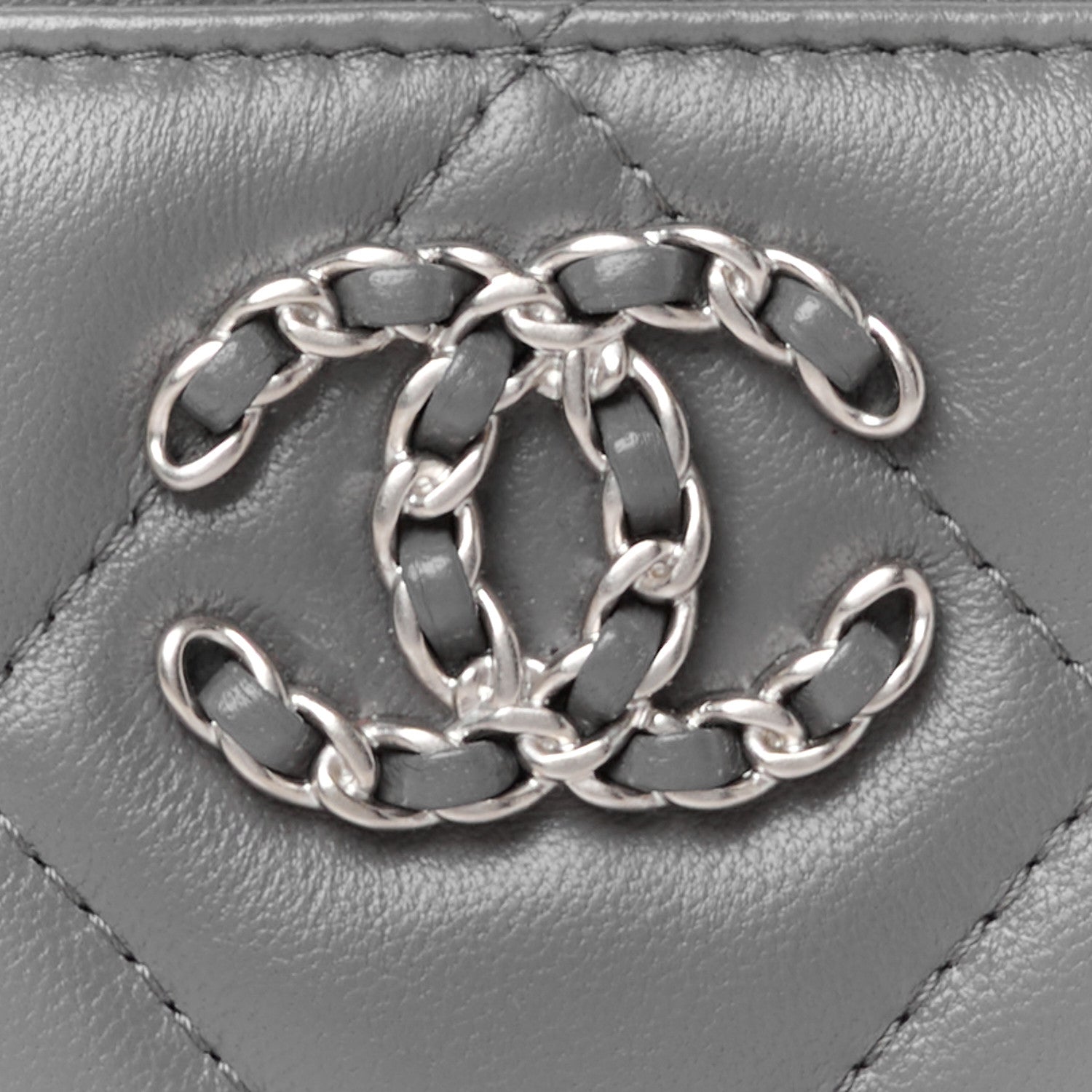 Chanel Lambskin Quilted Chanel 19 Card Holder Dark Grey 9 of 9