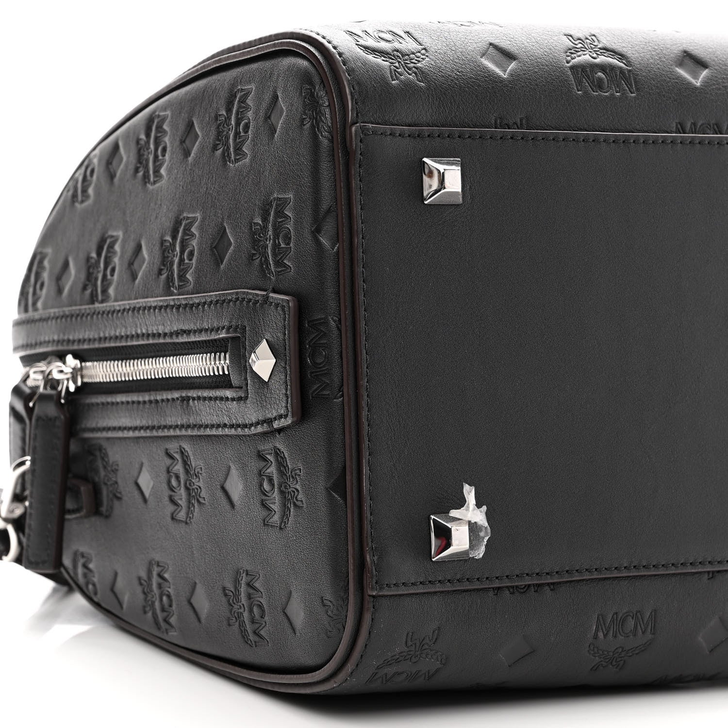 MCM Calfskin Ottomar Monogram Essential Boston Bag Black 8 of 9