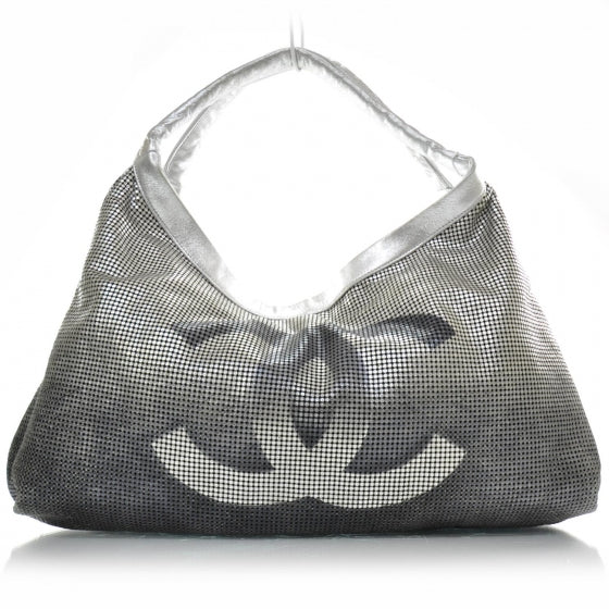 Chanel Metallic Perforated Lambskin Hollywood Hobo Silver 1 of 12