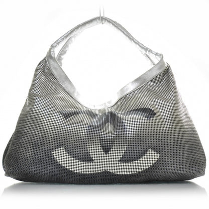 Chanel Metallic Perforated Lambskin Hollywood Hobo Silver 1 of 12