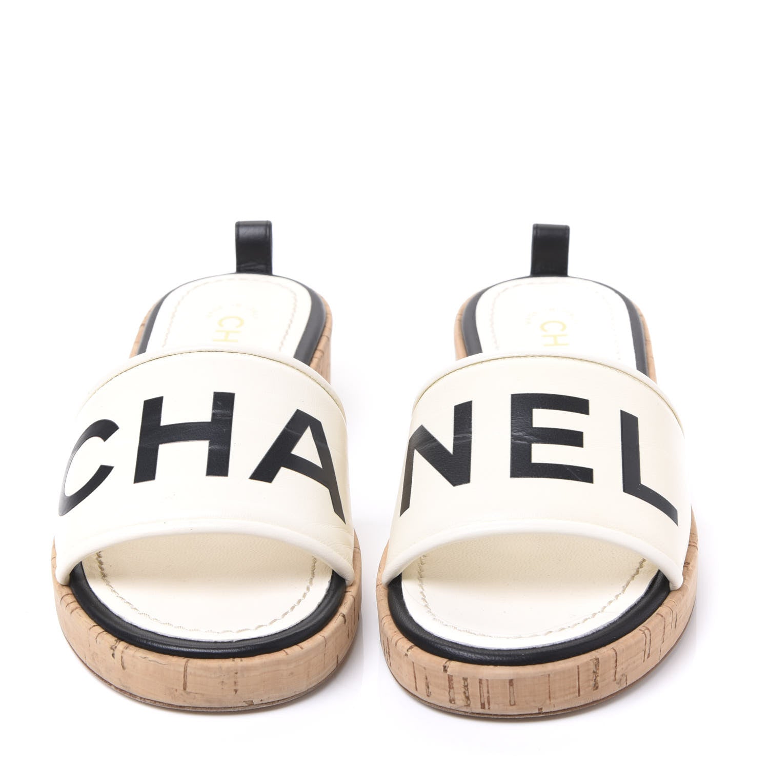 Chanel Lambskin CC Mules 38 Ivory Black 3 of 9